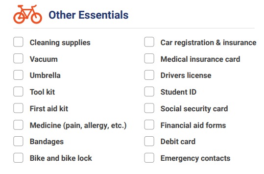 Other essentials for students to pack for college.
