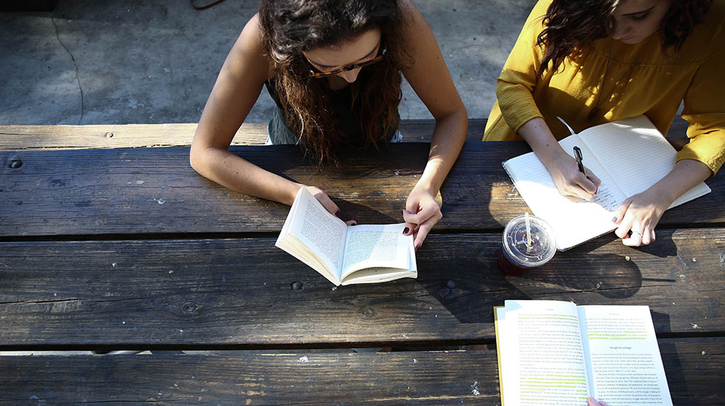 Student study during the day outside