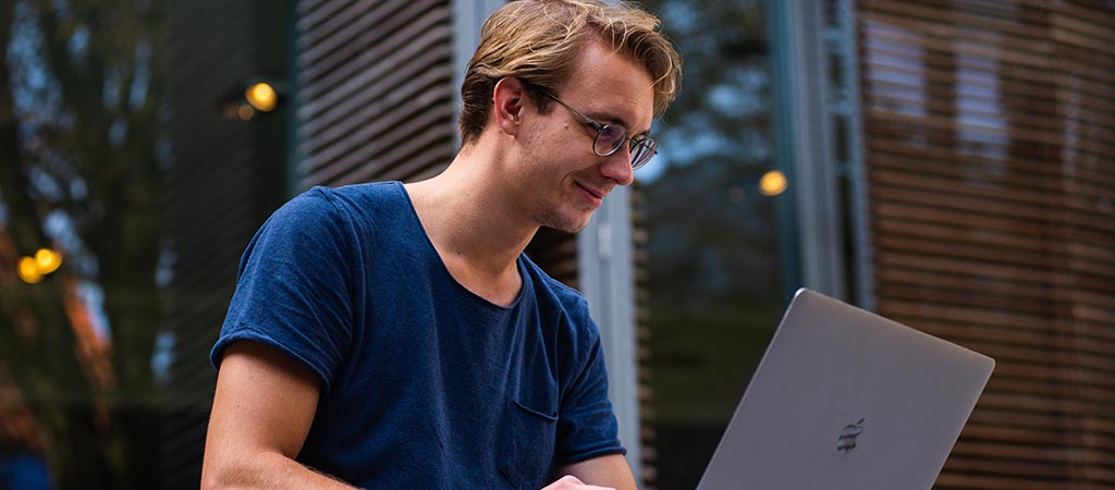 Colleges student using laptop