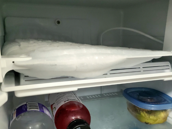 The inside of a mini fridge.