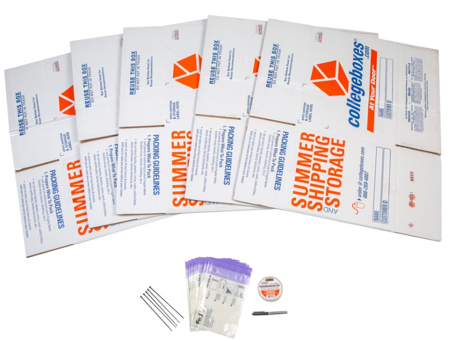 Picture of the items included in the Collegeboxes supply kit.