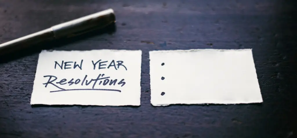 Two pieces of paper with a place to write resolutions