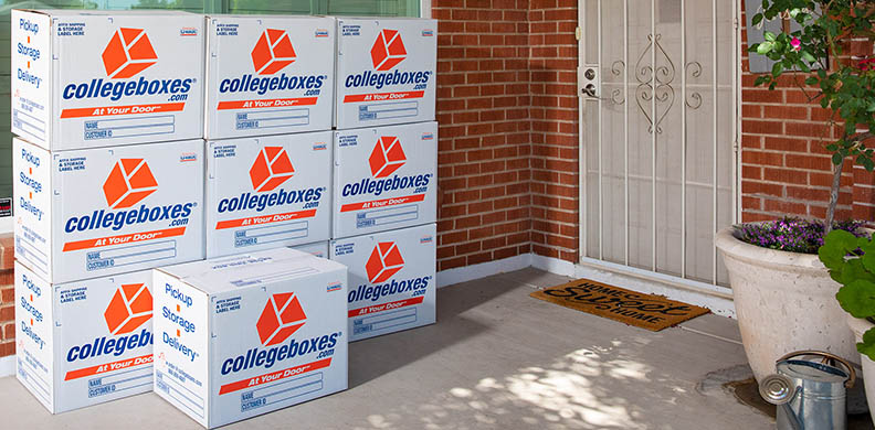 Boxes prepared for college moving with Collegeboxes.