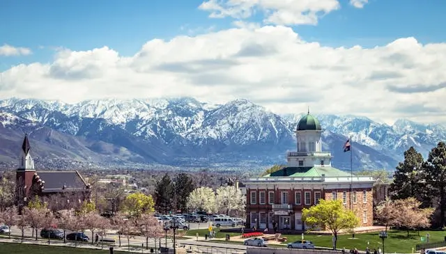 Mountain range with a little town in the foreground